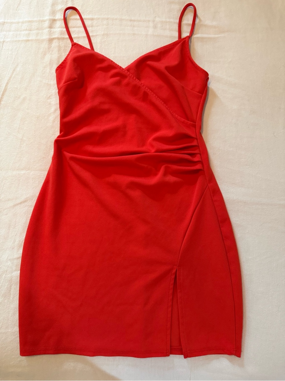 Blue Blush Red Spaghetti-Strap Wrap Mini Dress
